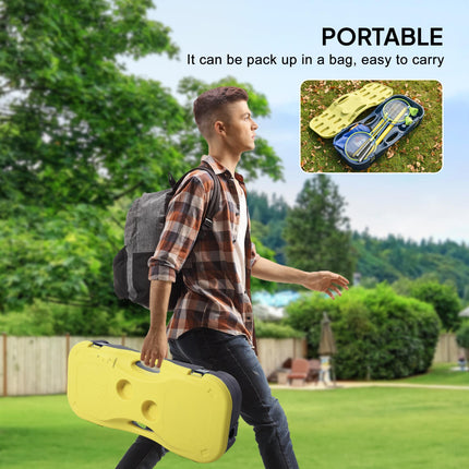 Portable Foldable Badminton Net Set with Rackets & Shuttlecocks for Indoor Outdoor - Yellow Blue