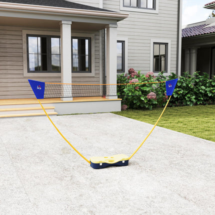 Portable Foldable Badminton Net Set with Rackets & Shuttlecocks for Indoor Outdoor - Yellow Blue