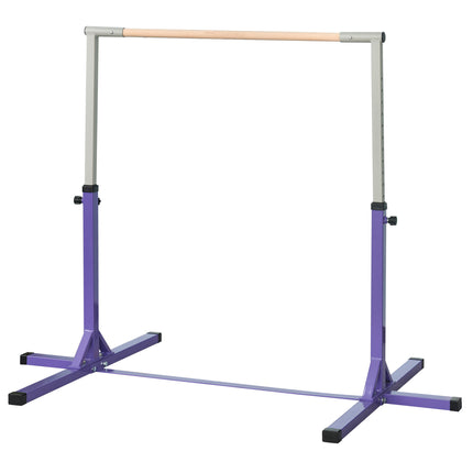 Adjustable Steel Frame Horizontal Gymnastics Bar for Kids Home Training - Purple