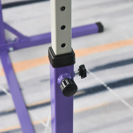 Adjustable Steel Frame Horizontal Gymnastics Bar for Kids Home Training - Purple