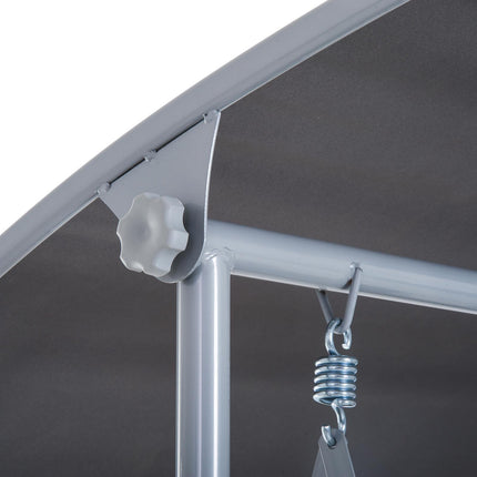 Steel Frame 2-Seater Swing Chair with Table - Grey