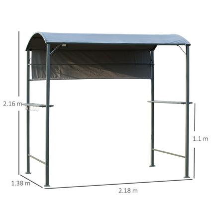 2.2 x 1.4m BBQ Shelter, Outdoor Grill Gazebo Canopy with Shelves, Hanging Hooks,