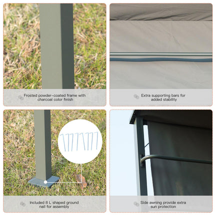 2.2 x 1.4m BBQ Shelter, Outdoor Grill Gazebo Canopy with Shelves, Hanging Hooks,