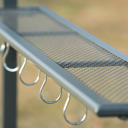 2.2 x 1.4m BBQ Shelter, Outdoor Grill Gazebo Canopy with Shelves, Hanging Hooks,