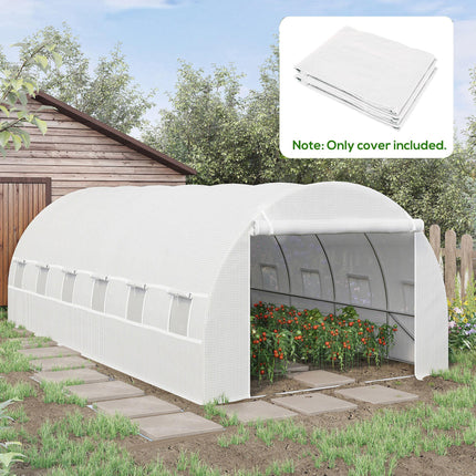 Greenhouse Replacement Cover with Roll-Up Windows and Door 6x3x2m - White