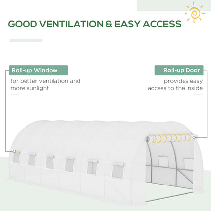 Greenhouse Replacement Cover with Roll-Up Windows and Door 6x3x2m - White