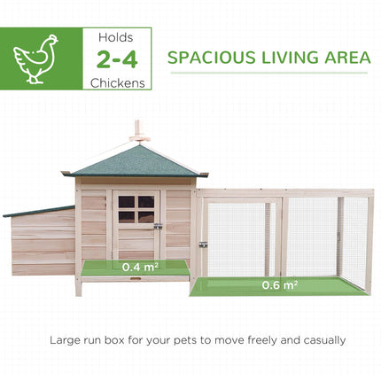 Chicken Coop Hen House Rabbit Hutch Poultry Cage Pen with Nesting Box 196x76x97cm - Natural