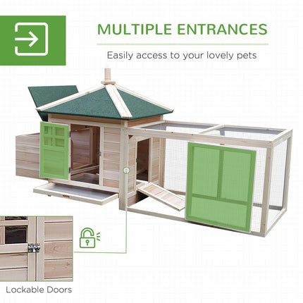 Chicken Coop Hen House Rabbit Hutch Poultry Cage Pen with Nesting Box 196x76x97cm - Natural