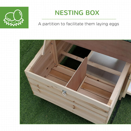 Chicken Coop Hen House Rabbit Hutch Poultry Cage Pen with Nesting Box 196x76x97cm - Natural