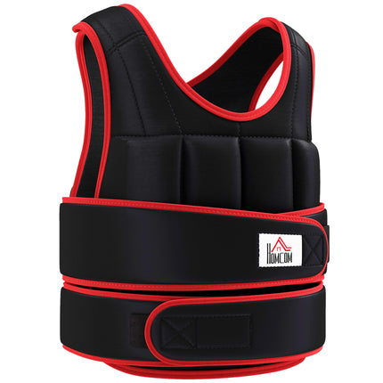 20kg Adjustable Metal Sand Weight Trainer Vest Unisex - Black/Red