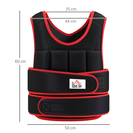 20kg Adjustable Metal Sand Weight Trainer Vest Unisex - Black/Red