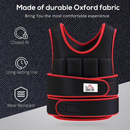20kg Adjustable Metal Sand Weight Trainer Vest Unisex - Black/Red