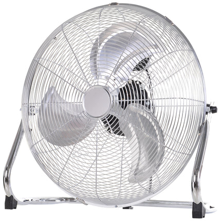 20" Chrome Metal Floor Standing High Velocity Fan with Tilting 3 Speed - Silver