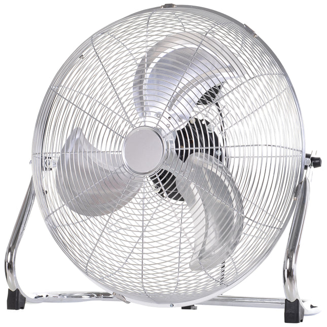 20" Chrome Metal Floor Standing High Velocity Fan with Tilting 3 Speed - Silver