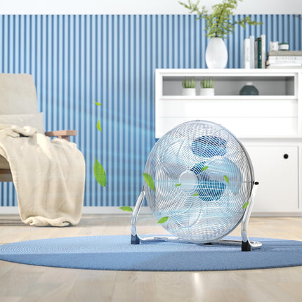 20" Chrome Metal Floor Standing High Velocity Fan with Tilting 3 Speed - Silver