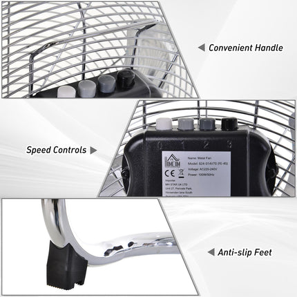 20" Chrome Metal Floor Standing High Velocity Fan with Tilting 3 Speed - Silver