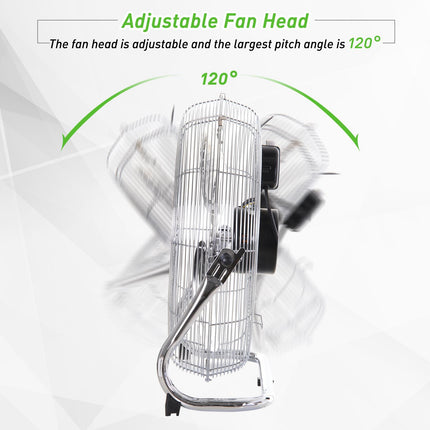 20" Chrome Metal Floor Standing High Velocity Fan with Tilting 3 Speed - Silver