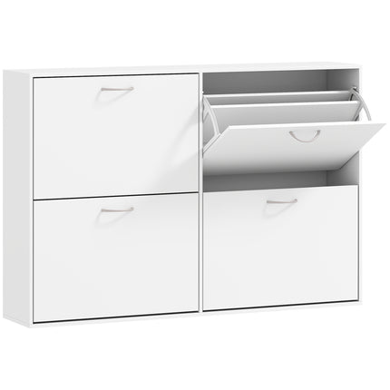 Shoe Cabinet 120x24x81 cm with 4 Drawers for 16-24 Pairs - White