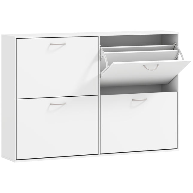 Shoe Cabinet 120x24x81 cm with 4 Drawers for 16-24 Pairs - White