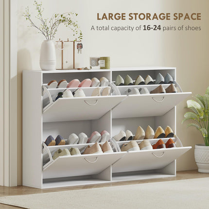 Shoe Cabinet 120x24x81 cm with 4 Drawers for 16-24 Pairs - White