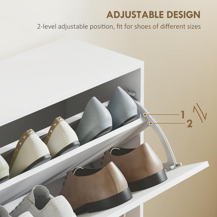 Shoe Cabinet 120x24x81 cm with 4 Drawers for 16-24 Pairs - White