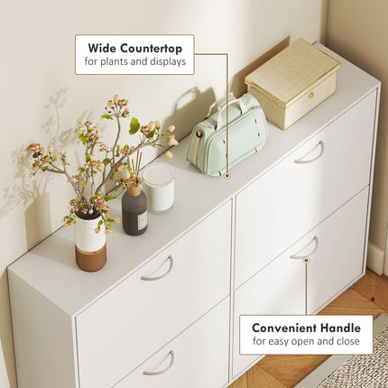 Shoe Cabinet 120x24x81 cm with 4 Drawers for 16-24 Pairs - White