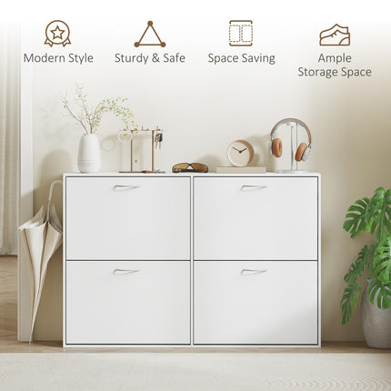 Shoe Cabinet 120x24x81 cm with 4 Drawers for 16-24 Pairs - White