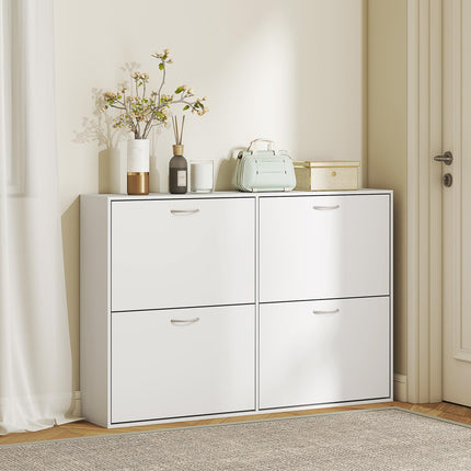 Shoe Cabinet 120x24x81 cm with 4 Drawers for 16-24 Pairs - White