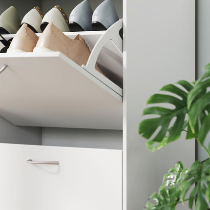Shoe Cabinet 120x24x81 cm with 4 Drawers for 16-24 Pairs - White