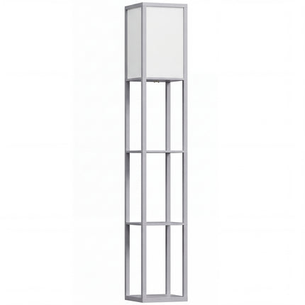 4-Tier Floor Lamp with Shelves and Foot Switch - Grey