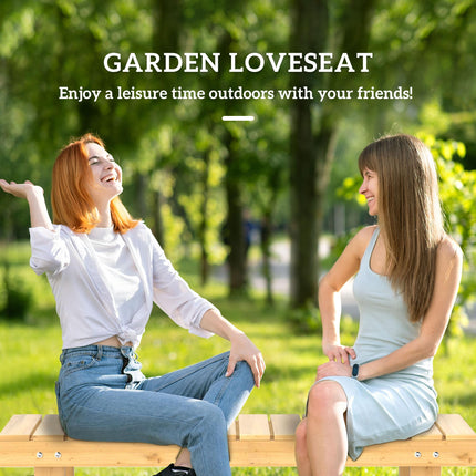 2 Seater Wooden Garden Bench Loveseat Solid Fir Wood - Natural