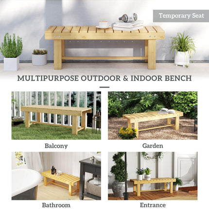 2 Seater Wooden Garden Bench Loveseat Solid Fir Wood - Natural