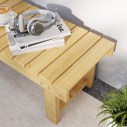 2 Seater Wooden Garden Bench Loveseat Solid Fir Wood - Natural