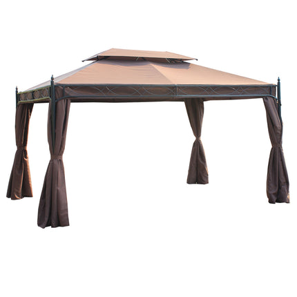 3 x 4m Garden Gazebo, Double¬†Roof Marquee Canopy Shelter with Sidewalls, Solid¬
