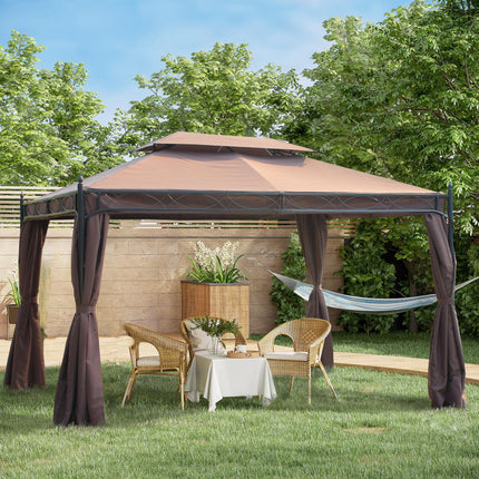3 x 4m Garden Gazebo, Double¬†Roof Marquee Canopy Shelter with Sidewalls, Solid¬