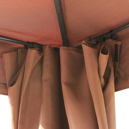 3 x 4m Garden Gazebo, Double¬†Roof Marquee Canopy Shelter with Sidewalls, Solid¬
