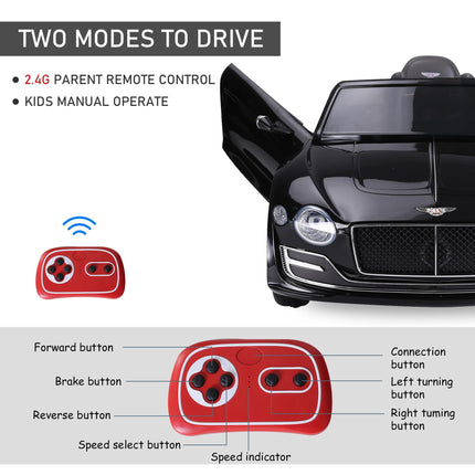 Licensed Bentley Kids 6V Electric Ride On Car with Remote Control - Black