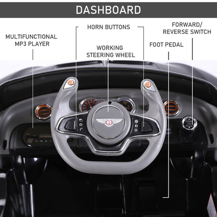 Licensed Bentley Kids 6V Electric Ride On Car with Remote Control - Black