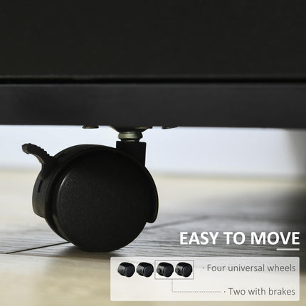 Multi-Storage Mobile Printer Stand with Wheels 65.5H x 60W x 50D cm - Black