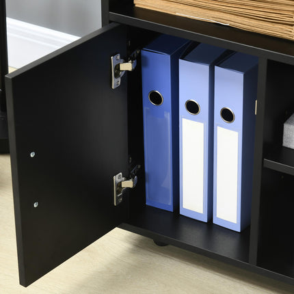 Multi-Storage Mobile Printer Stand with Wheels 65.5H x 60W x 50D cm - Black