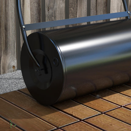 Heavy Duty Garden Lawn Roller 46L Water Sand Filled Push Tow Manual - Black