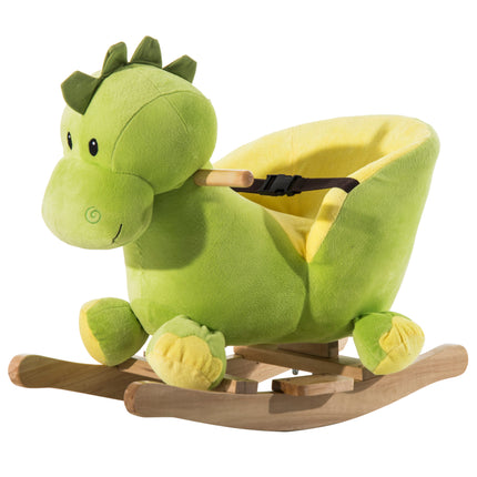 Kids Plush Rocking Dinosaur Ride-On Toy with Safety Belt & 32 Songs, 18 Months+ - Green