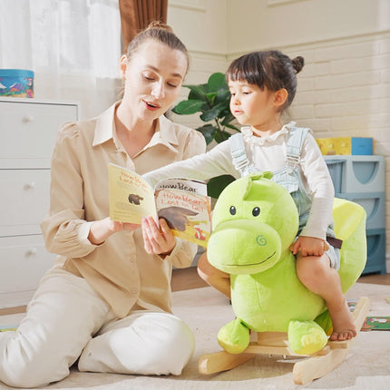 Kids Plush Rocking Dinosaur Ride-On Toy with Safety Belt & 32 Songs, 18 Months+ - Green
