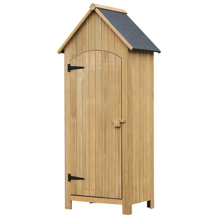 Wooden Garden Storage Shed with 3 Shelves, Outdoor Tool Storage Cabinet with Til