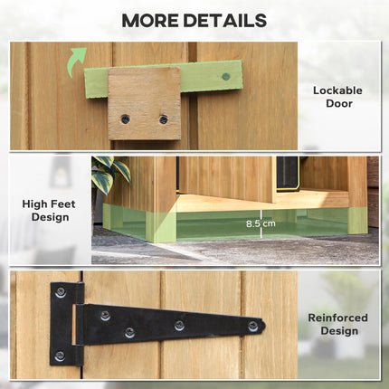 Wooden Garden Storage Shed with 3 Shelves, Outdoor Tool Storage Cabinet with Til