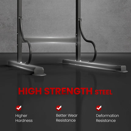 Adjustable Steel Multi-Use Power Tower Pull Up Station with Grips - Black Red
