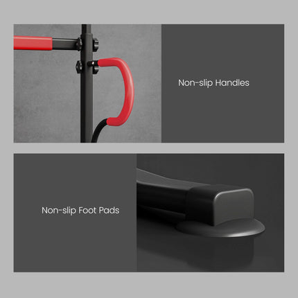 Adjustable Steel Multi-Use Power Tower Pull Up Station with Grips - Black Red