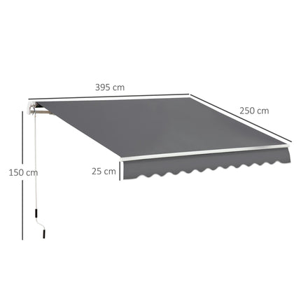 4x2.5m Manual Awning Window Door Sun Weather Shade w/ Handle Grey