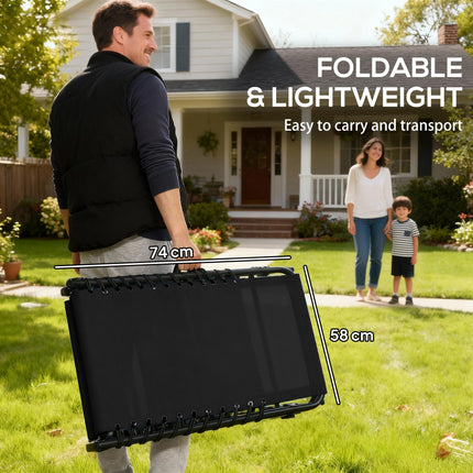 Folding Garden Lounger with 4-Position Adjustable Back, 197x58x78cm Reclining Cot - Black