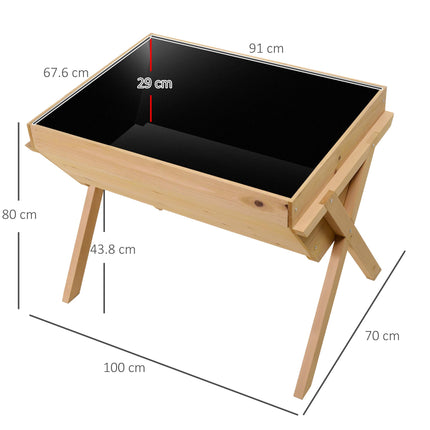 Wooden Raised Bed Planter with Liner and Drainage Holes - Fir Wood